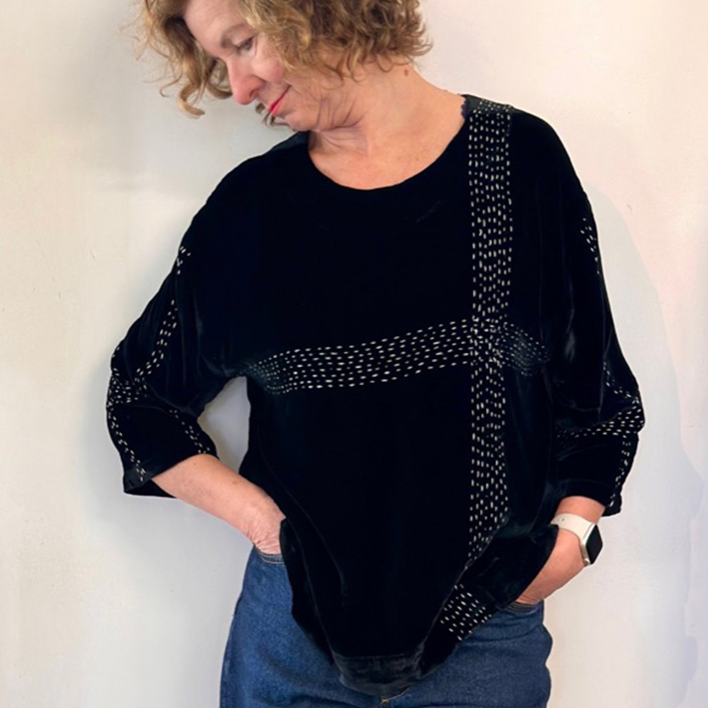 Audrey Handstitched Silk Velvet Tops