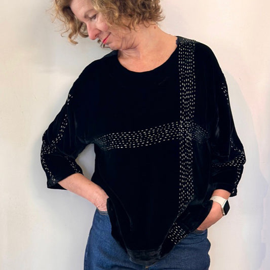 Audrey Handstitched Silk Velvet Tops