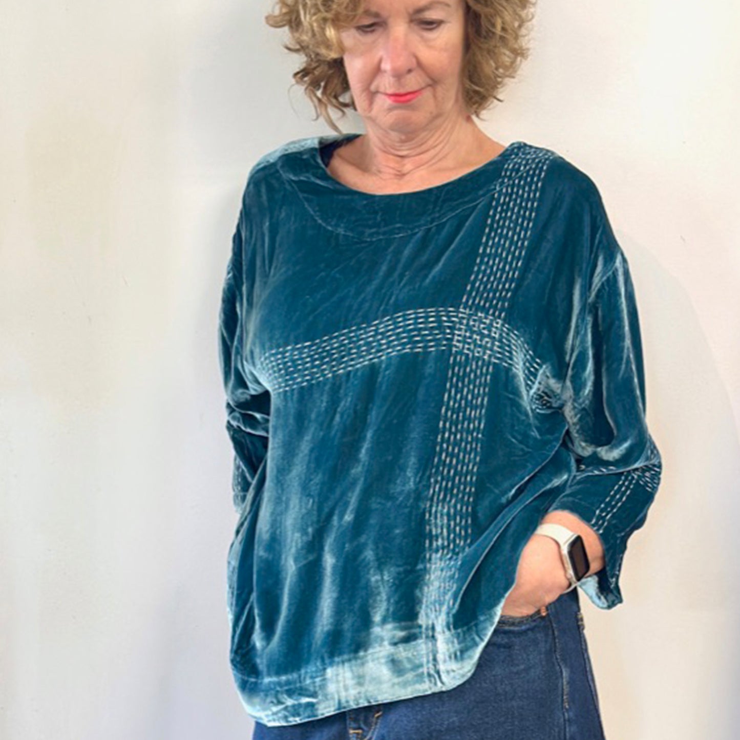 Audrey Handstitched Silk Velvet Tops