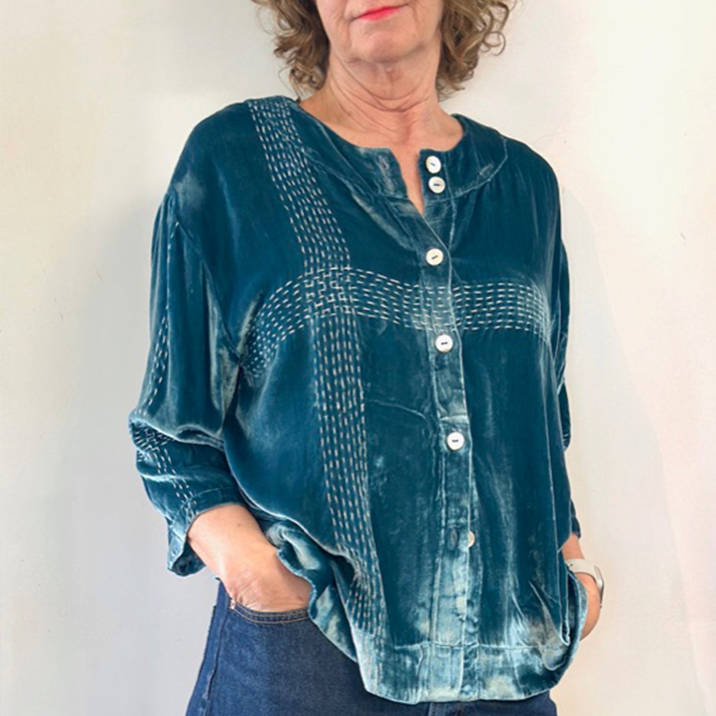 Audrey Handstitched Silk Velvet Tops