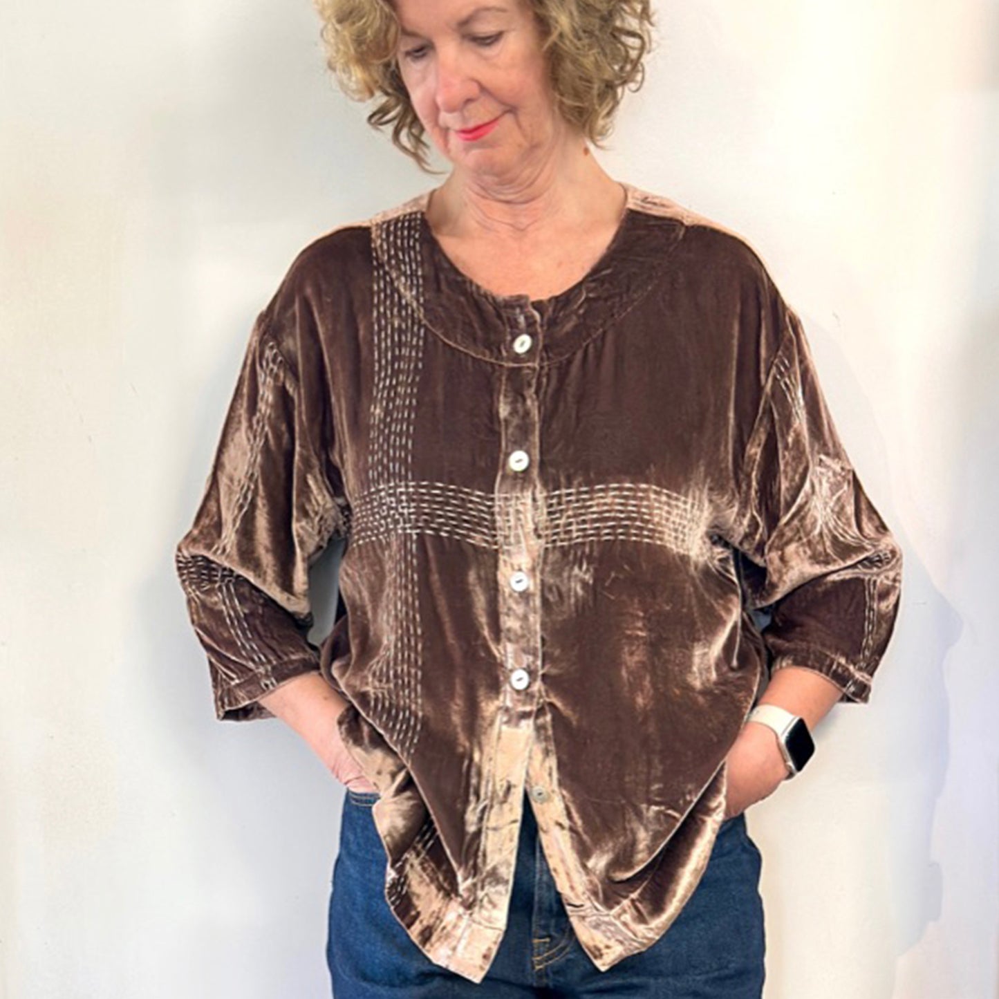 Audrey Handstitched Silk Velvet Tops