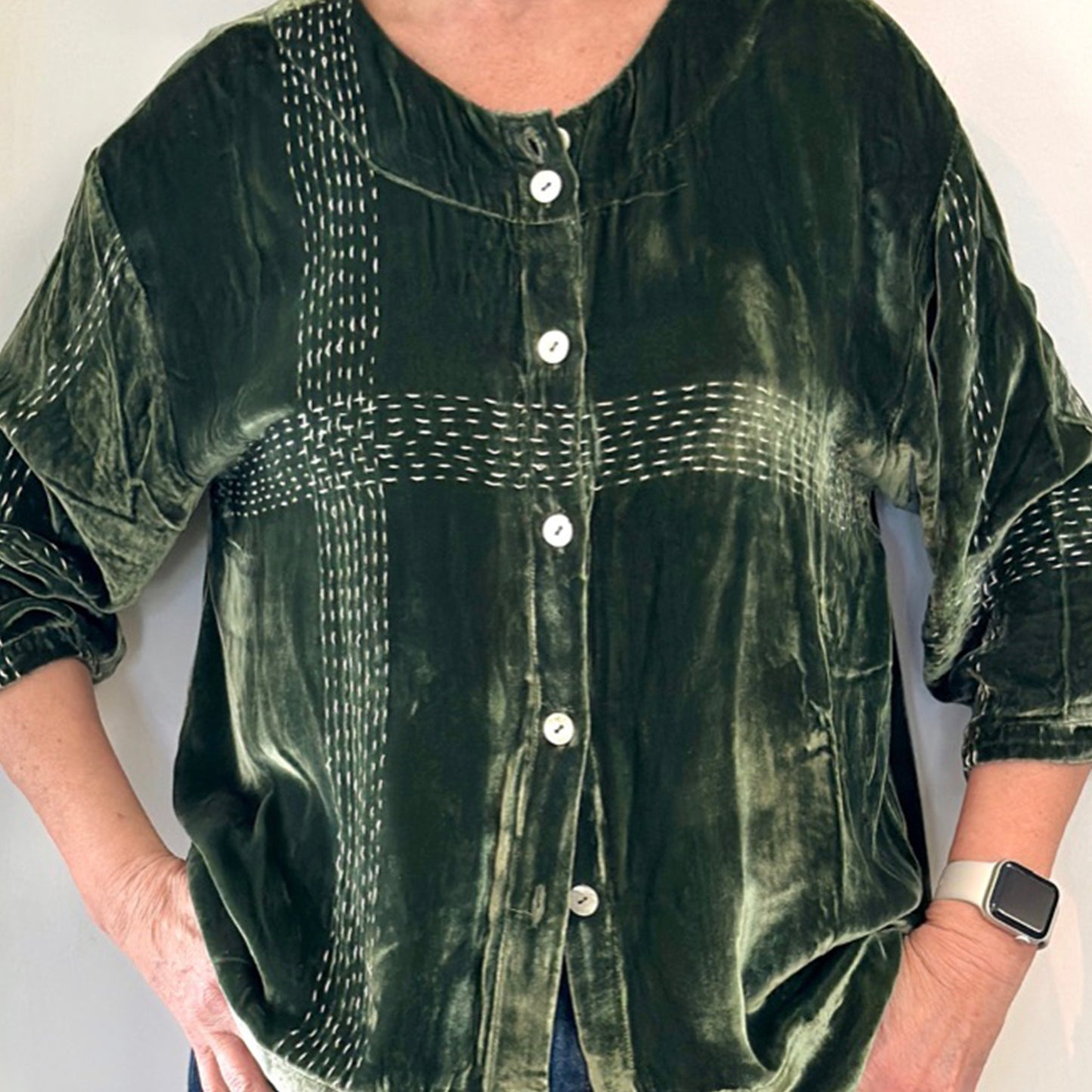 Audrey Handstitched Silk Velvet Tops