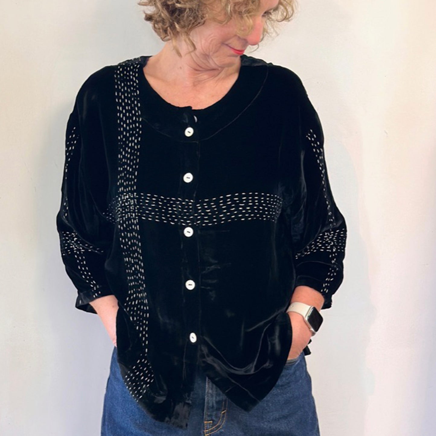 Audrey Handstitched Silk Velvet Tops