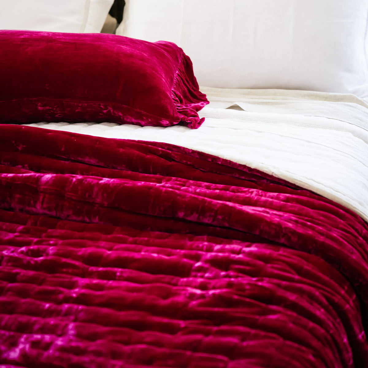 Tempt Fuchsia Silk Velvet Throw