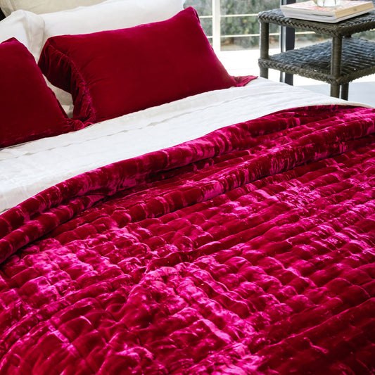 Tempt Fuchsia Silk Velvet Throw