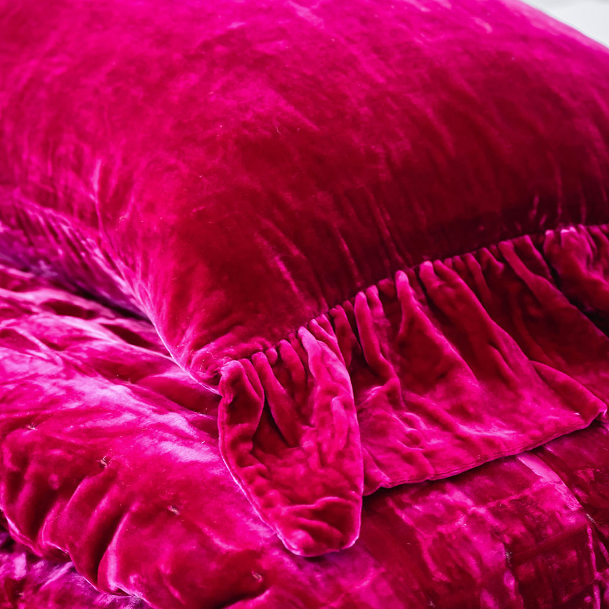 Fuchsia Silk Velvet Lumbar Cushion