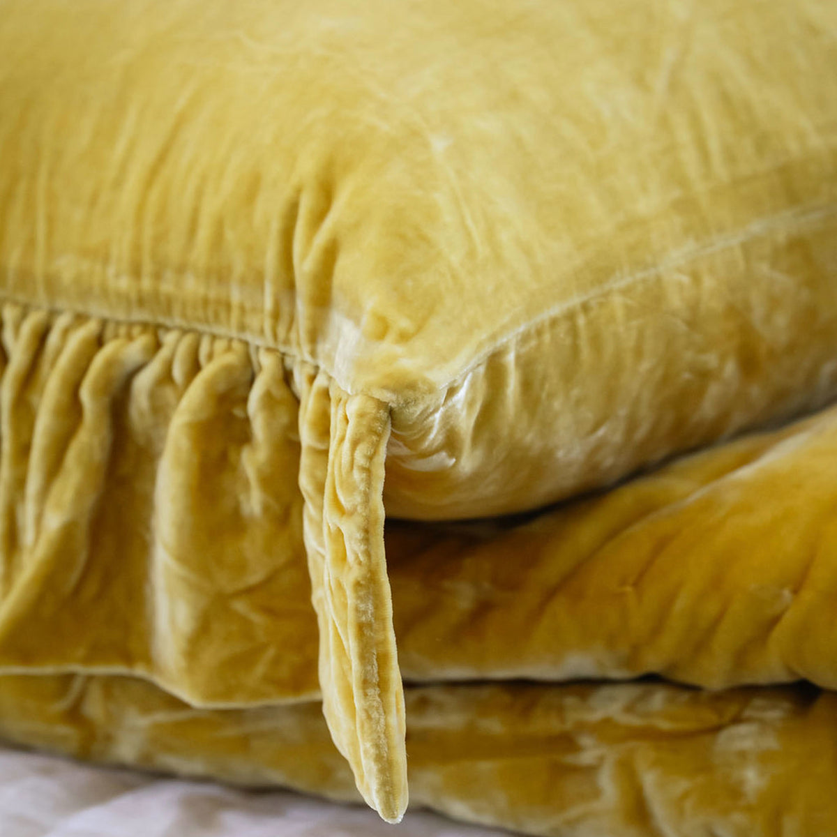 Primrose Gold Silk Velvet Lumbar Cushion