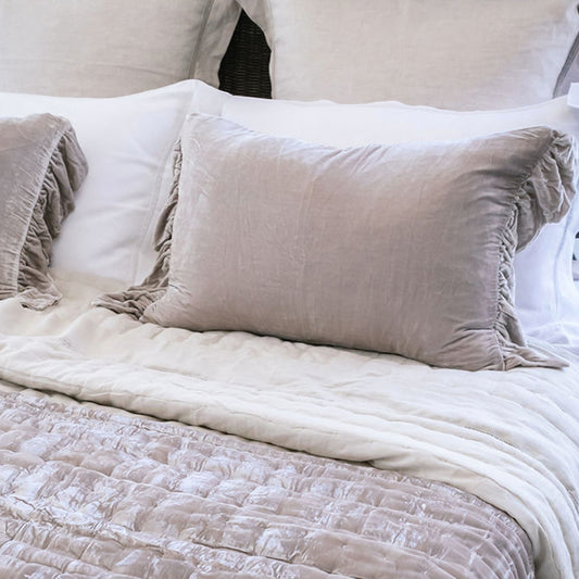 Pearl Silk Velvet Frilled Lumbar Cushion