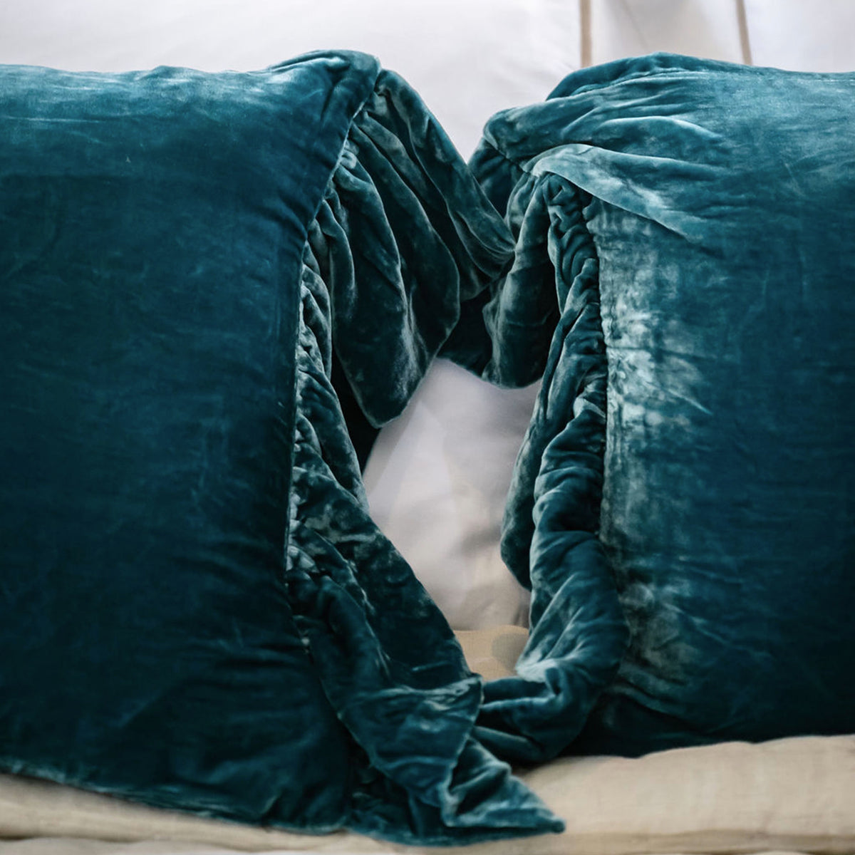 Sapphire Blue Silk Velvet Lumbar Cushion
