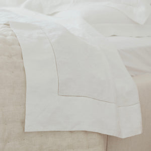 Bask Hemstitched Linen Sheet Set - White