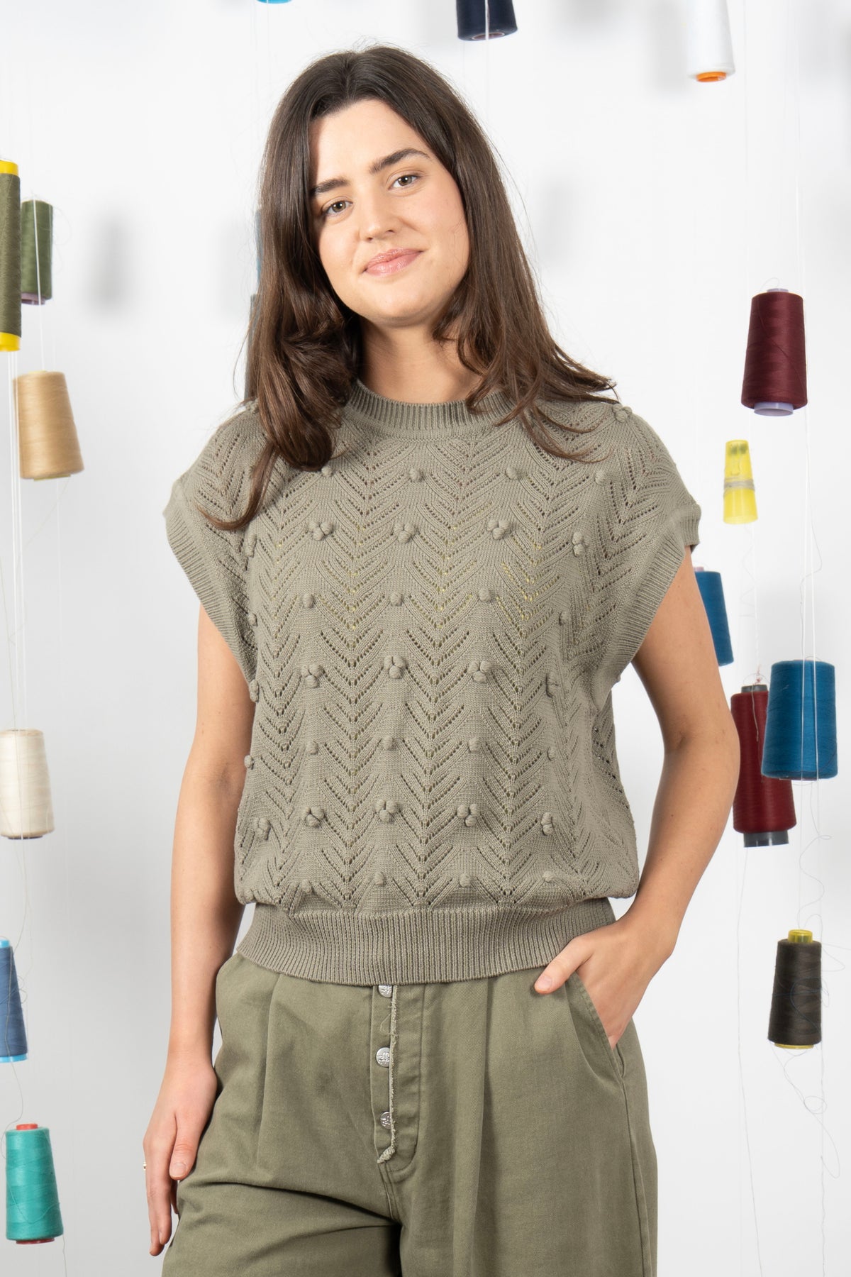 M.A. Dainty Thistle Oregano Cotton Vest