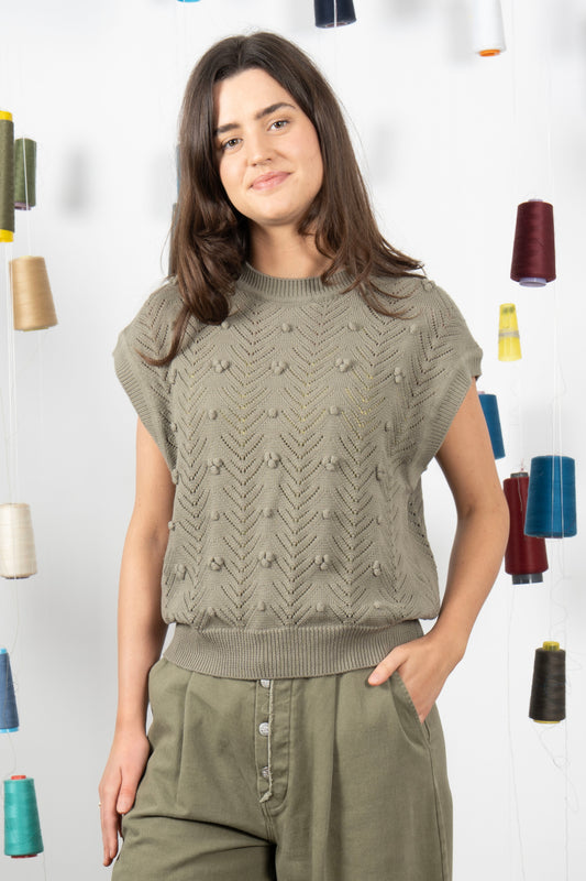 M.A. Dainty Thistle Oregano Cotton Vest
