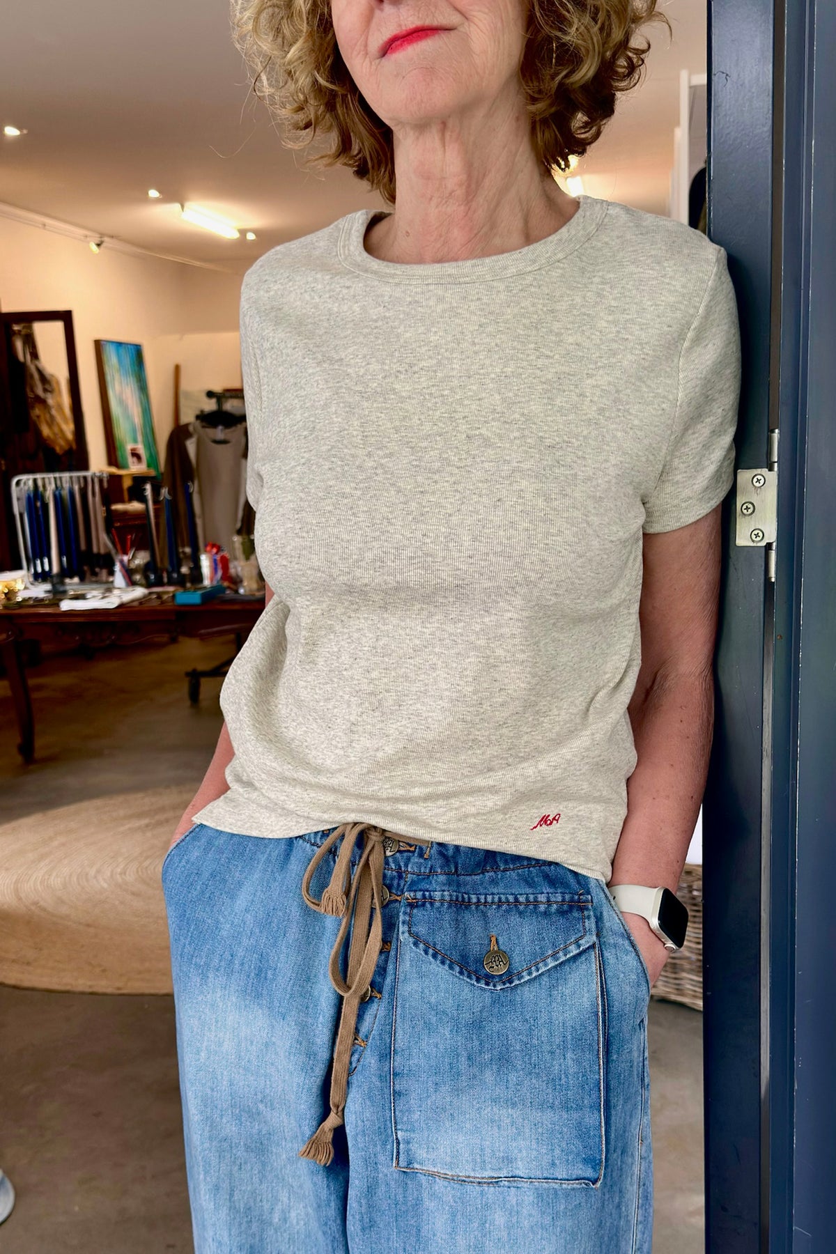 M.A. Dainty Rise Grey Marle Tee