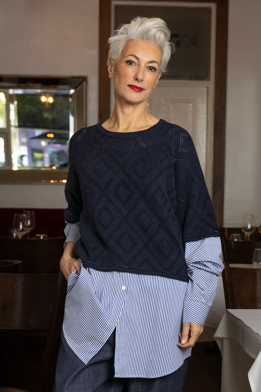 M.A. Dainty Rigger Navy Sweater