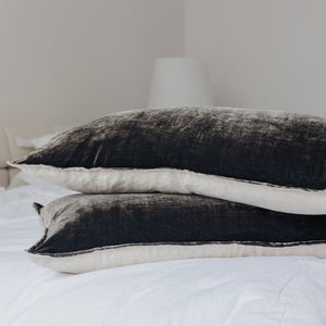 Long Silk Velvet Lumbar Cushion - Nickel Grey