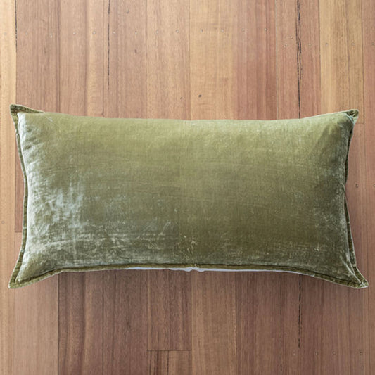 Long Caper Silk Velvet Lumbar Cushion