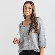 Gracie Gathered Linen Top - Silver Fleck
