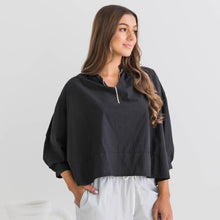 Millie Embroidered Cotton Smock Top - Black