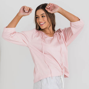 Gracie Gathered Silk Top - Dusty Pink