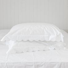 Scalloped Edge Cotton Pillowcases - White