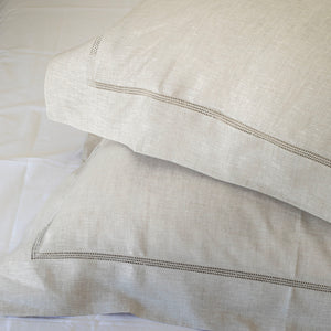Bask Hemstitched Linen Euro Covers - Natural