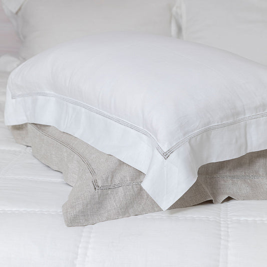 Bask King Size Hemstitched White Linen Pillowcases