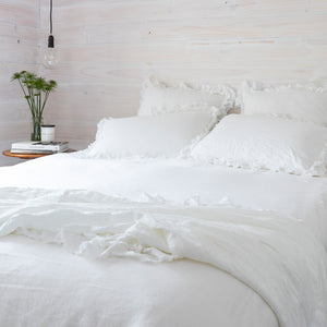 Isle Ruffled Linen Pillowcases - White