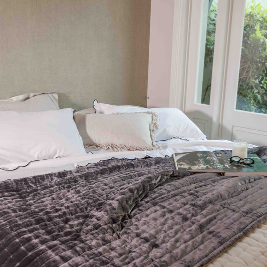 Tempt Slate Grey Silk Velvet Throw