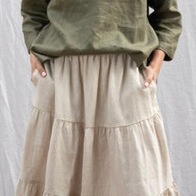 Ivy Embroidered Linen Skirt - Natural