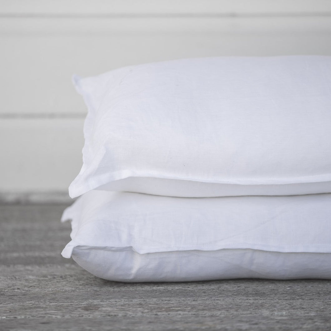 Long Linen Lumbar Cushion - White