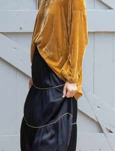 Ivy Embroidered Linen Skirt - Black