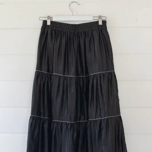 Ivy Embroidered Silk Cotton Skirt - Black